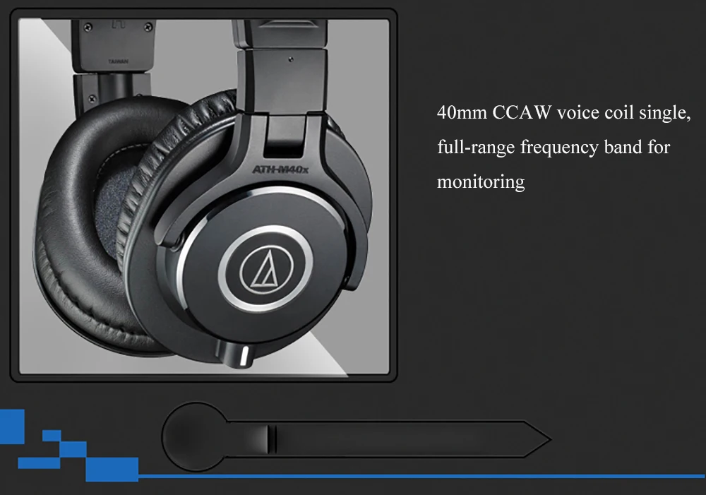 Оригинальные наушники Audio-Technica ATH-M40x, профессиональные мониторные наушники, Накладные наушники, складные наушники HiFi с съемными кабелями