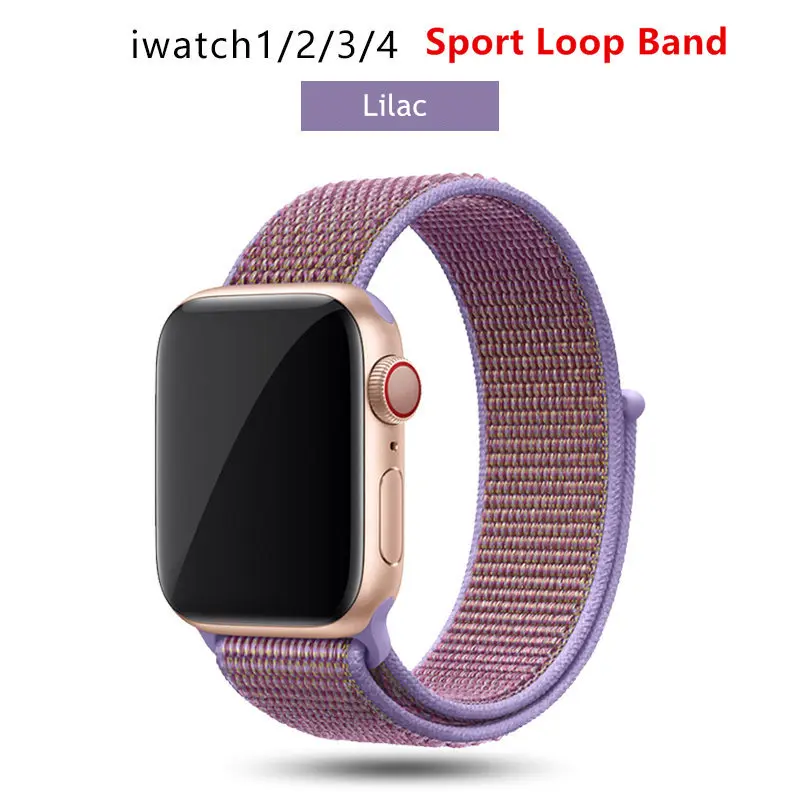 NEW Lilac Нейлоновый ремешок для Apple Watch 42 мм 38 мм iWatch 4 ремешка 44 мм 40 мм Браслет спортивная петля ремешок для часов ремень для часов дышащий 5 4 3 2 1 - Цвет ремешка: NEW Lilac