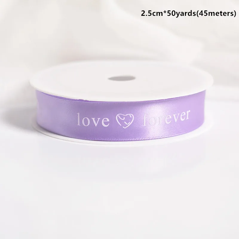 D 2,5 см Двусторонняя полиэфирная Цветочная коробка, лента с принтом "LOVE FOREVER", Подарочные Ленточные швейные принадлежности, аксессуары - Цвет: D