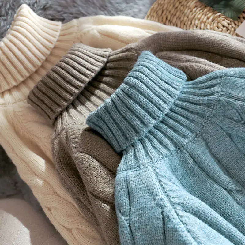 Осенне-зимний короткий свитер с высоким воротником Женский утепленный пуловер