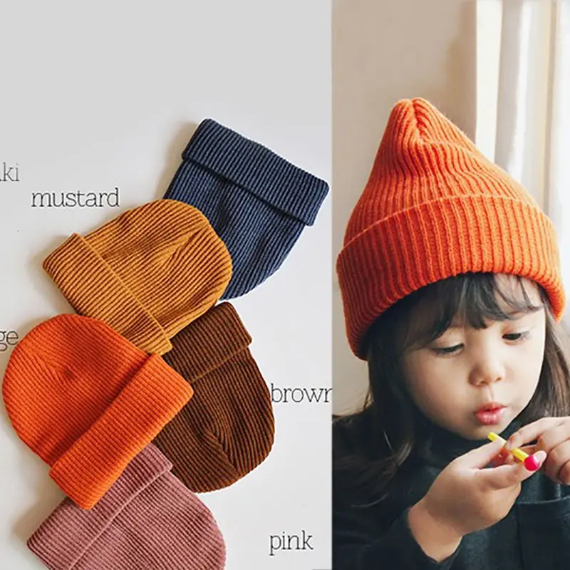 Warm High Quality Baby Girl Hat Autumn Newborn Solid Beanie For Boys Girls Cotton Knit Children Winter Hats | Детская одежда и