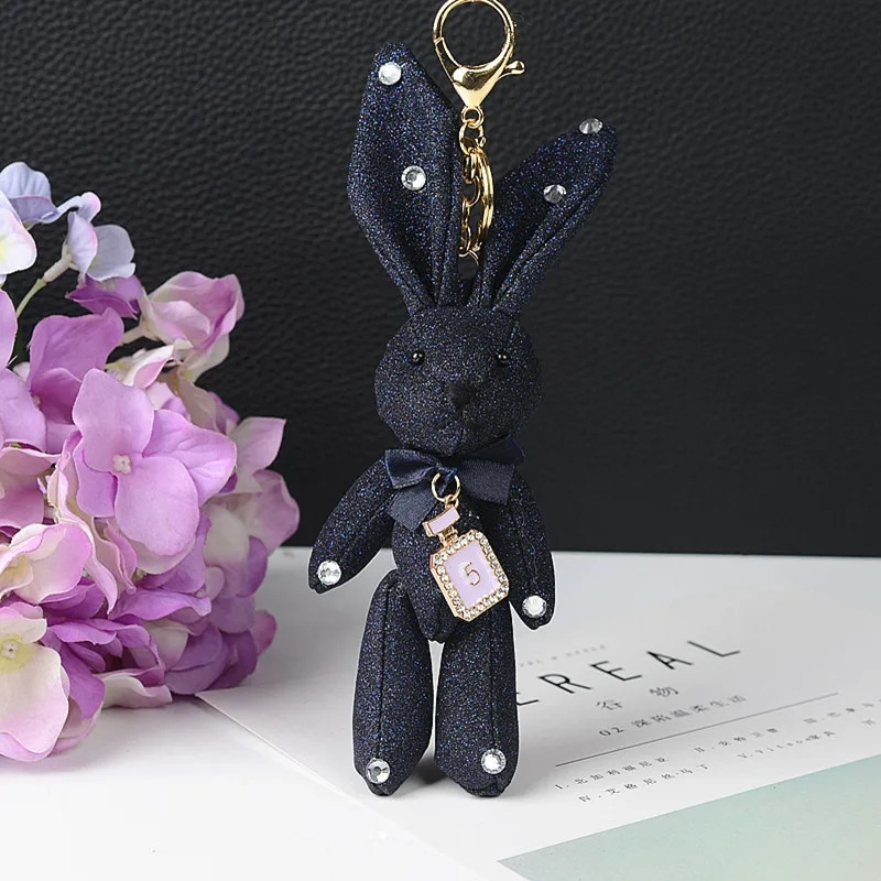 19cm long ears Stuffed Animal Bunny Rabbit Glitter Rivets, matte, diamonds, keychain plush toy
