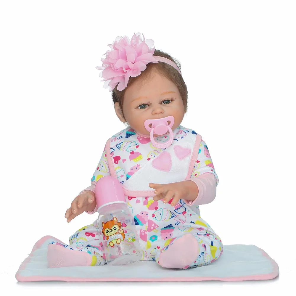 

20" 50cm Full Body Silicone Reborn babies dolls bebe alive simulation stylish toddler children Birthday Gift Present Bathe Toy
