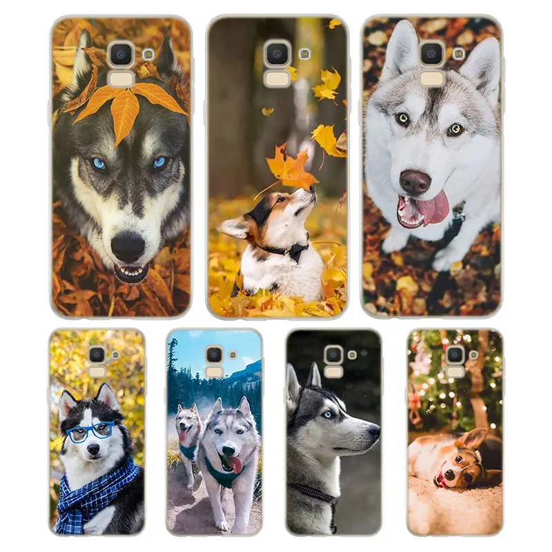 Силиконовый чехол для телефона Husky Puppy Dog Samsung Galaxy j8 j7 j6 j5 j4 j3 Plus Prime 2018 2017 2016 матовый