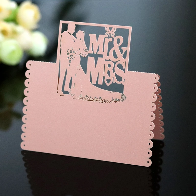 50 шт. лазерная резка невесты и жениха настольная карточка с именем местом MR & MRS