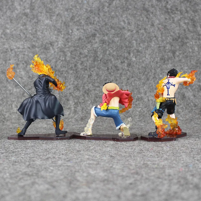 3 шт./лот 14 см аниме one piece Attack Styling Луффи+ Сабо+ Ace ПВХ Фигурки Коллекционная модель игрушки