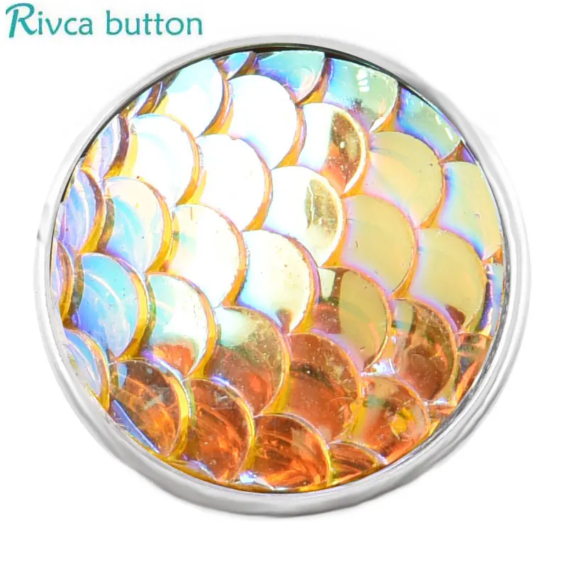 Rivca D04361 18 мм кнопки Красочные Сияющий рыбьей чешуи шарма Кожа сплав браслет