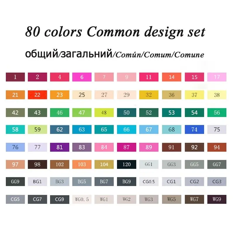 80 colors Common Touchnew 30, 40, 60, 80, 168 цветов, набор маркеров, двойная головка, эскизные маркеры, кисть для рисования, манга, анимационный дизайн, товары для рукоделия - Цвет: 80 colors Common