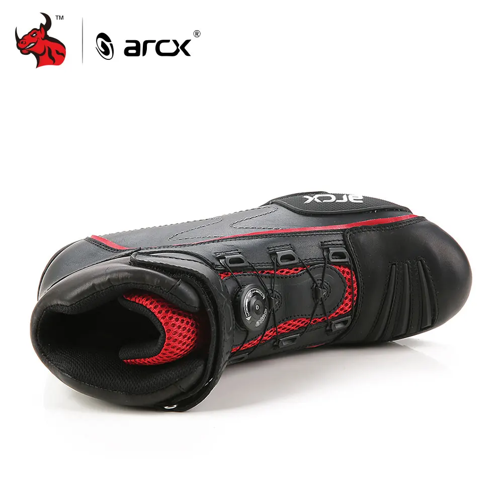 Мужские мотоциклетные ботинки ARCX черные кожаные байкерские уличные с