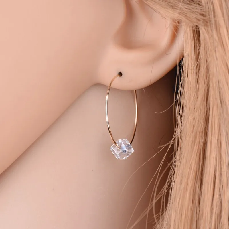 Новые корейские серьги Модная бижутерия круглые прозрачные с искусственным