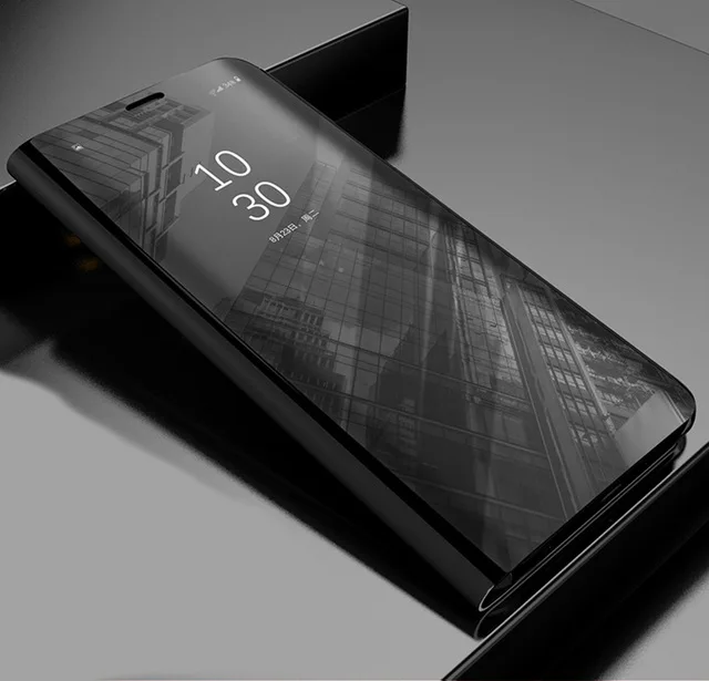 Умный зеркальный флип-чехол для телефона iphone 7 8 X XR прозрачный зеркальный умный чехол для iphone 11 Por XS Max 5 5S SE 6 6S Plus - Цвет: Black