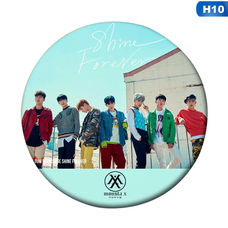 Корейский MONSTA X альбом 1st Shinee Forever 58 мм круглый значок булавки и броши для одежды шляпа рюкзак - Окраска металла: 10