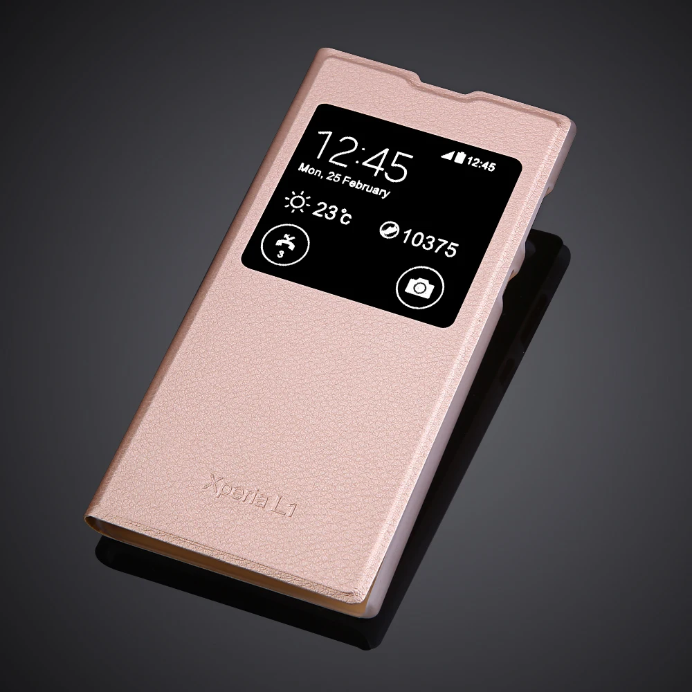 2017 роскошный флип-чехол из искусственной кожи для Sony Xperia L1 защитный чехол задняя
