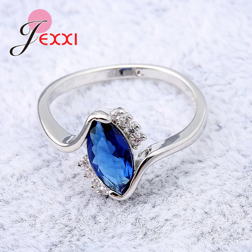 

Big Promotion New Arrival Shinning Blue Cubic Zirconia Irregular 925 Sterling Silver Rings Simple Generous Gifts For Girl