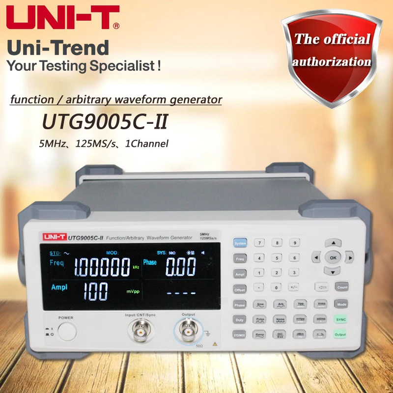 

UNI-T UTG9005C-II Function/Arbitrary Waveform Generator; 5MHz Channel bandwidth, 125MS/s Sampling rate, USB communication