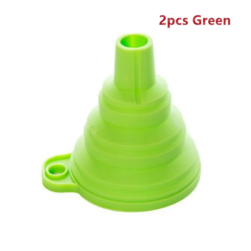 2pcs green 2 шт. Силиконовый Складной Мини жидкости Складная воронка портативный масла мёд воронки вина бункер дома кухня пособия по кулинарии инст - Цвет: 2pcs green