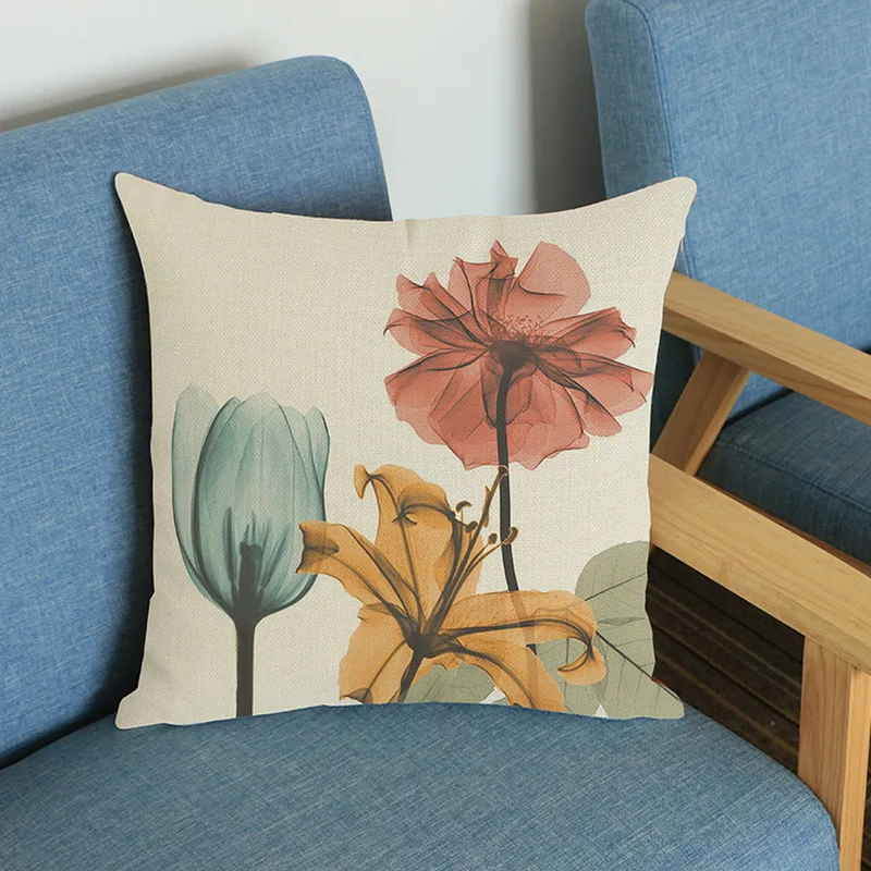 Хлопковая креативная наволочка с ручной росписью в итальянском стиле цветами