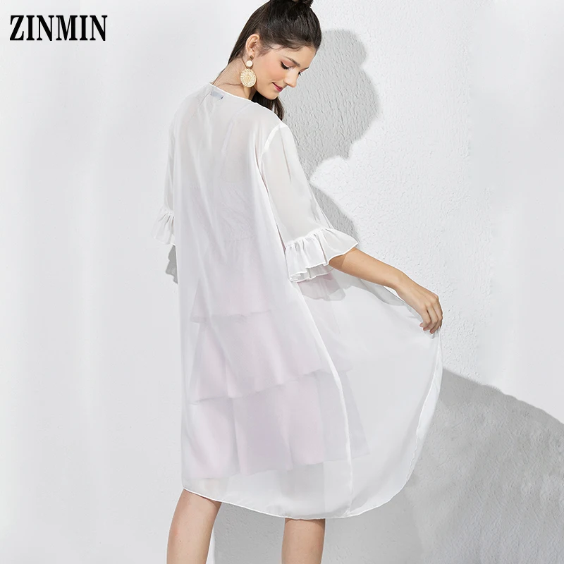 Тонкая Солнцезащитная блузка ZINMIN белая для женщин летняя повседневная Пляжная