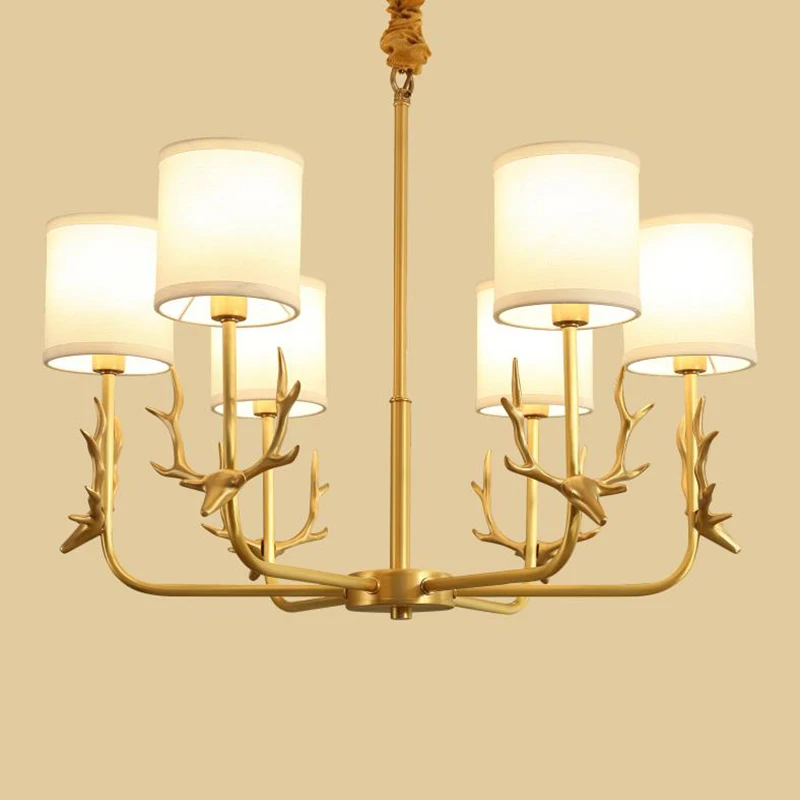 Кантри Стиль медный светодиодный Люстра Свет Гостиная Декоративные cooper lighting