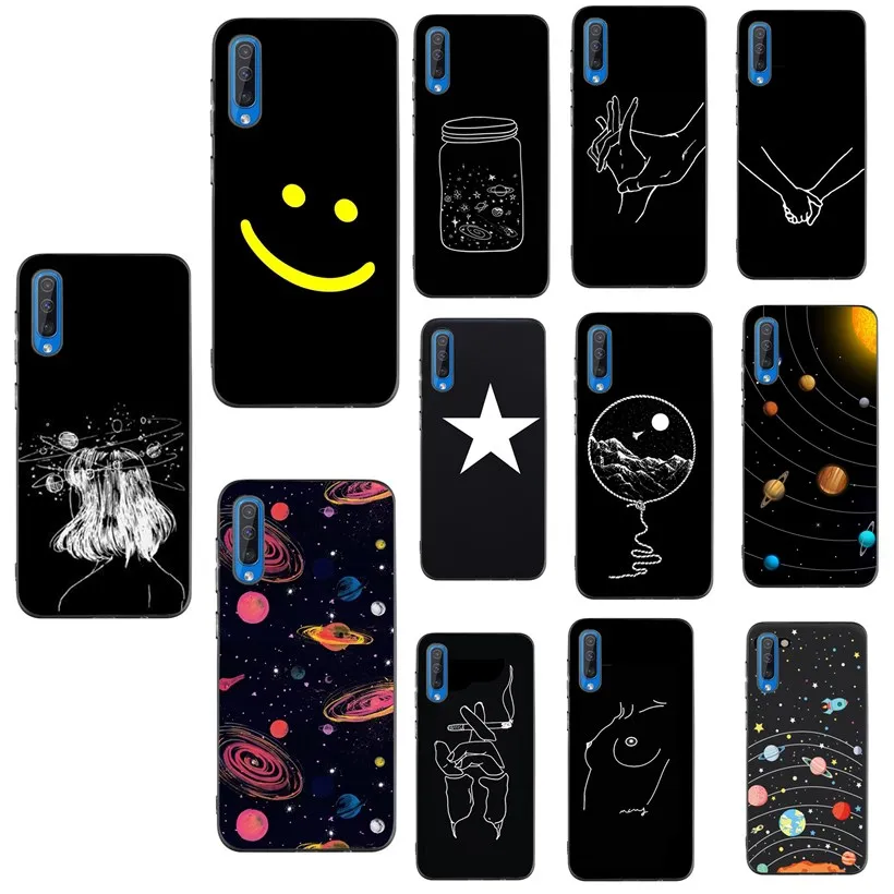 For Samsung Galaxy a8 2018 case Silicon Line Art A50 Cover Protector A7 A30 S10 Plus Lite cover |