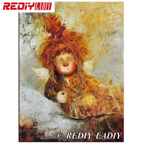 RF79018 EDIY LADIY полная Алмазная вышивка рукоделие DIY Алмазная картина вышивка крестиком ангел с цветы алмазы мозаика домашний декор - Цвет: RF79018