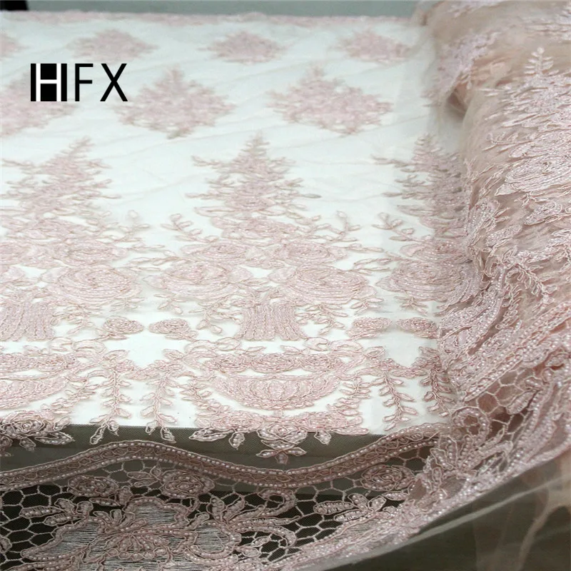 HFX африканская Ткань кружево фиолетовая вышивка французское для свадебной