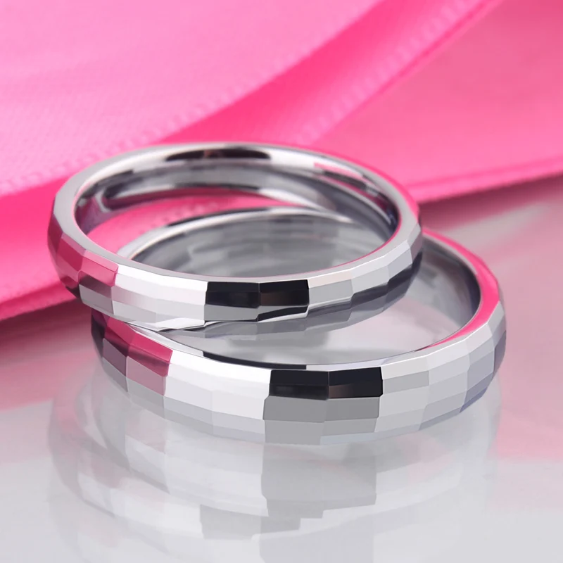 Набор обручальных колец из белого вольфрама высокополированный устойчивый к