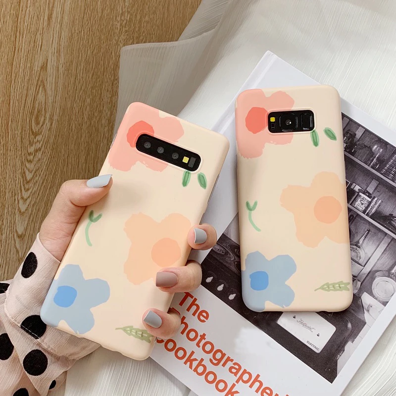YHBBCASES для samsung Galaxy S10 5G S8 S9 Plus, мягкие чехлы с цветными цветами для samsung Note 10, 8, 9, мультяшный цветочный чехол для телефона