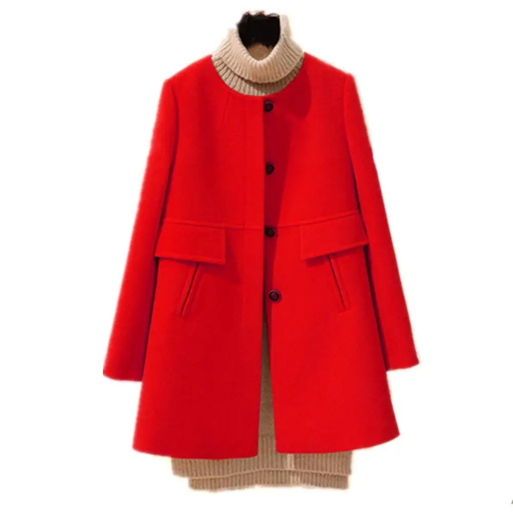 

Women Plus Size 5XL Autumn Winter O-neck Long Coat Overcoat New Style Women Slim Thickening A-line Trench Coat