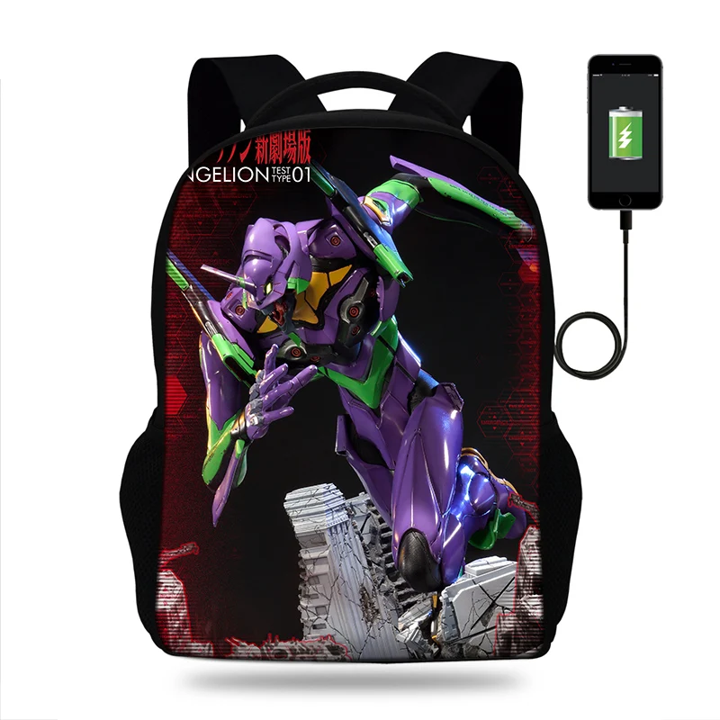 Neon Genesis Evangelion принт рюкзак школьный для девочек/мальчиков подростков ранец USB