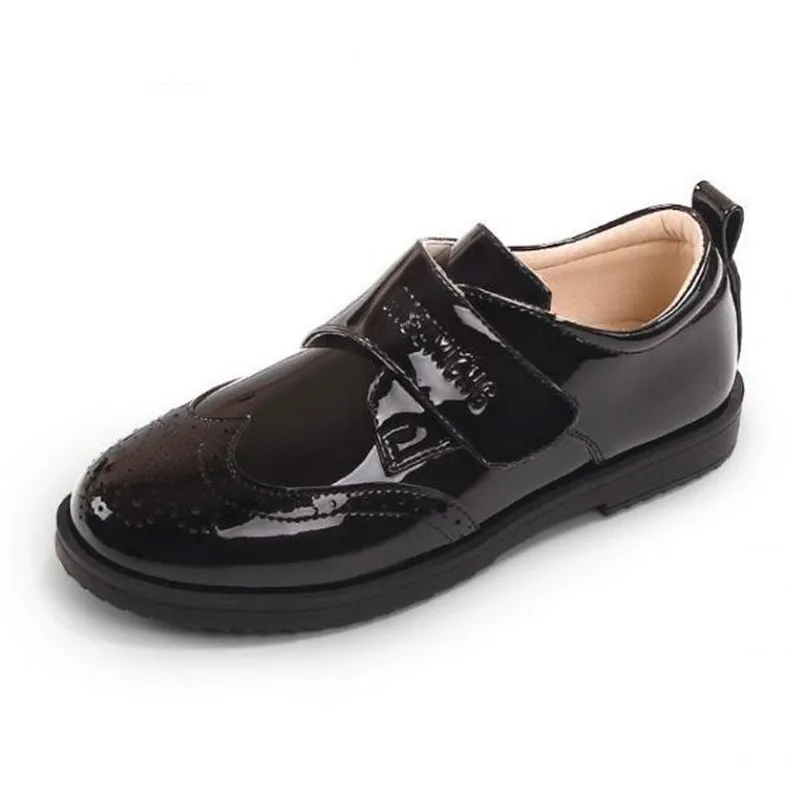 

New Boys Black Leather Shoes Children Spring/Autumn Baby Student British style performance Toddler Soft bottom Kids Shoes 02B