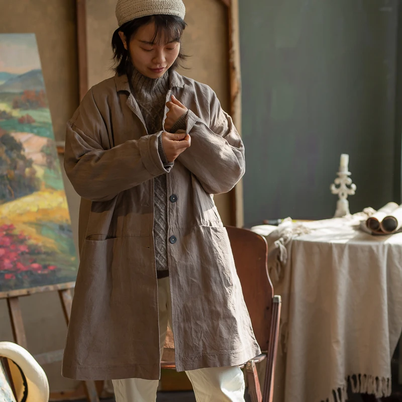 LinenAll женское 1001% льняное растительное синее окрашивание плащ/растение Индиго