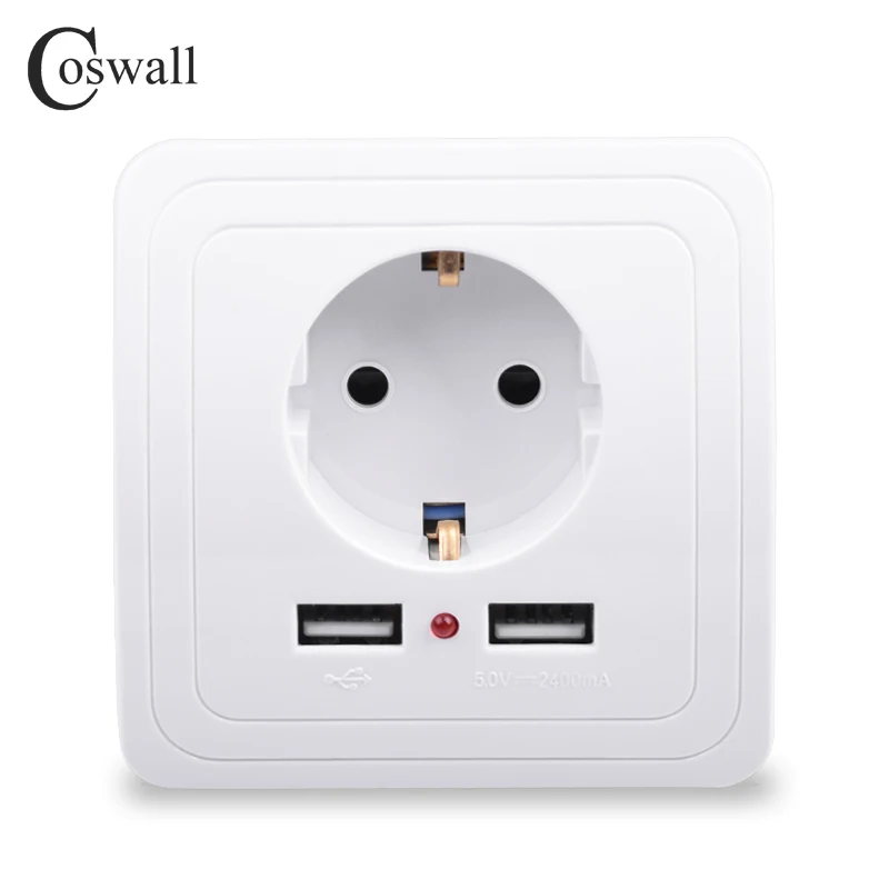 Coswall производитель CE двойной USB порт для быстрой зарядки 5 В 110 а светодиодный