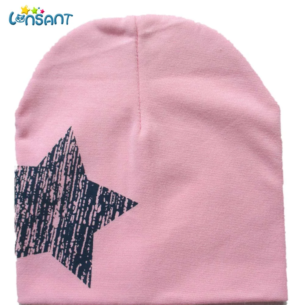 LONSANT New Hot Baby Girl Autumn Newborn Print Star Beanie For Boys Girls Cotton Knit Hat Children Winter Hats | Детская одежда и