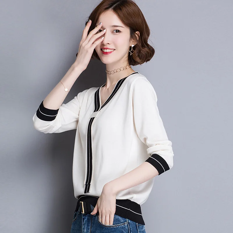 Max LuLu Winter Fashion Korean Style Vintage Wool Knitwear Womens Cotton Knitted Sweaters Striped Warm Female V Neck Pullovers | Женская