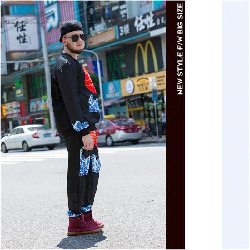 

Chinese style tide brand printing fashion casual loose oversized sweatshirt Autumn&Winter 2017 New quality sweatshirt men XL-6XL