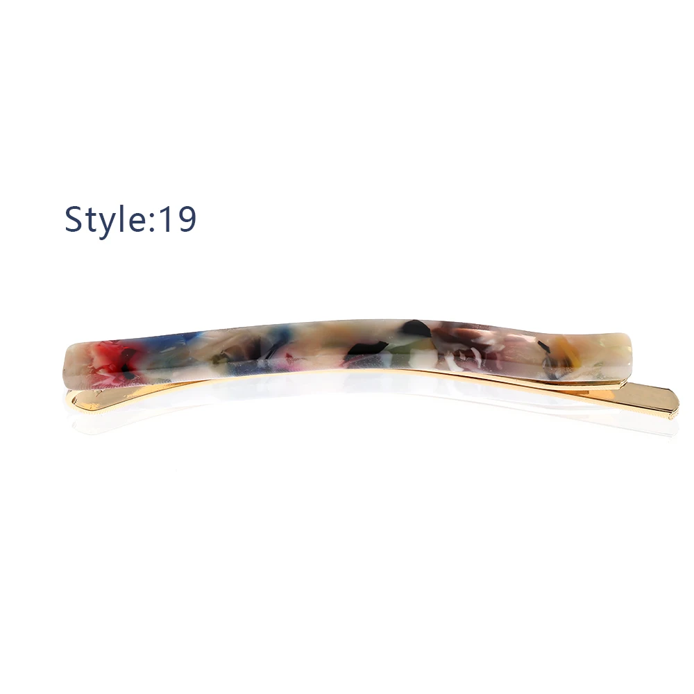 Style 19 1 шт., женская шпилька с уксусной кислотой, треугольные Длинные цветные заколки, заколки для волос с каменной текстурой, аксессуары для волос, инструменты для укладки - Цвет: Style 19