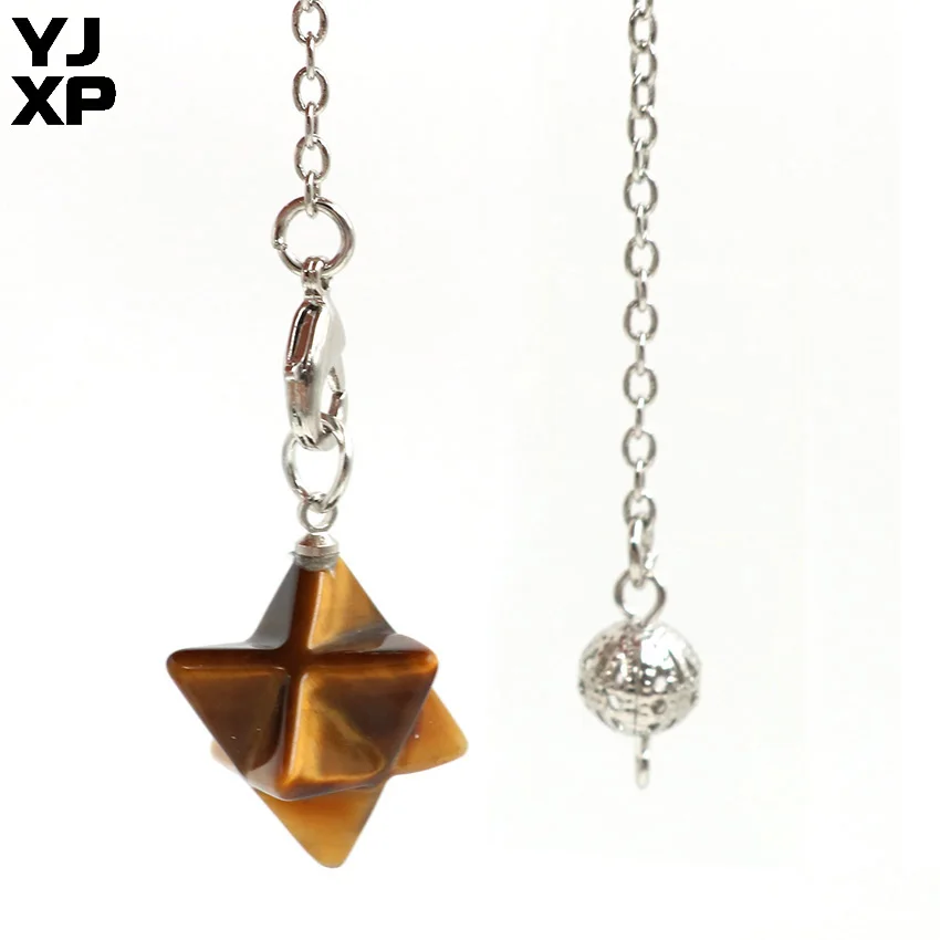 YJXP Trendy Silver Plated Link Chain Eight Pointed Star Natural Tiger Eye Stone Pendant Amulet Jewelry | Украшения и аксессуары