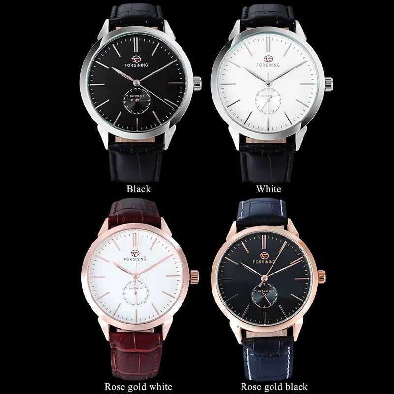 FORSINING/2017 простые Брендовые мужские часы модные автоматические коричневые с