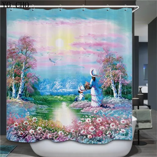 Hanada landscape YO CHO 3d занавеска для душа штамп для ванной занавеска животное водопад peacoc полиэстер ткань штора с маяком для ванной занавески s - Цвет: Hanada landscape