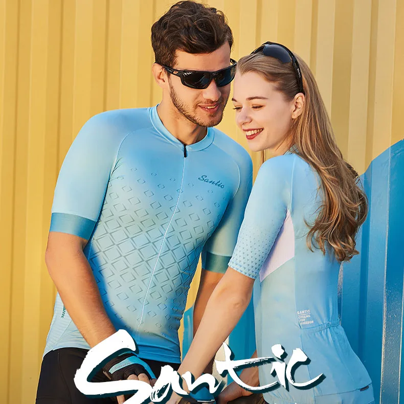 

Мужская и женская футболка Santic, дышащая, с коротким рукавом, для велоспорта
