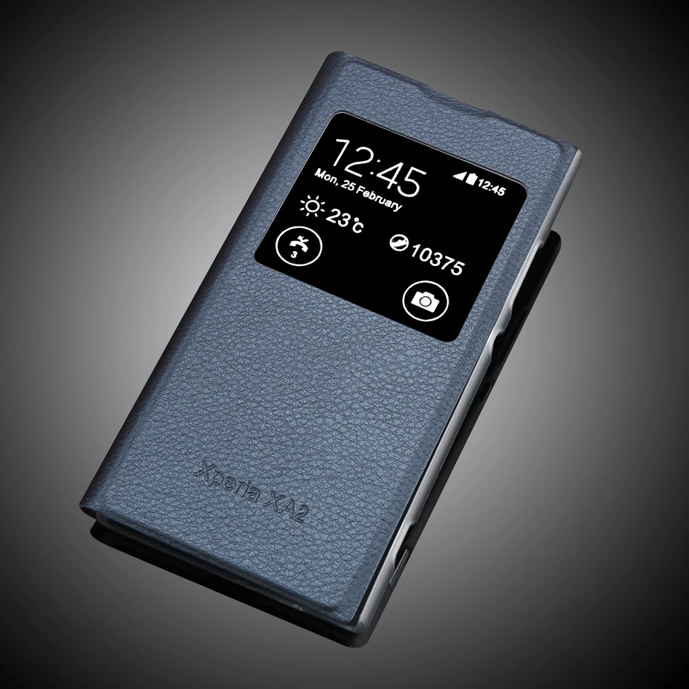 Чехол из искусственной кожи с откидным окном для Xperia XA2 защитная задняя крышка