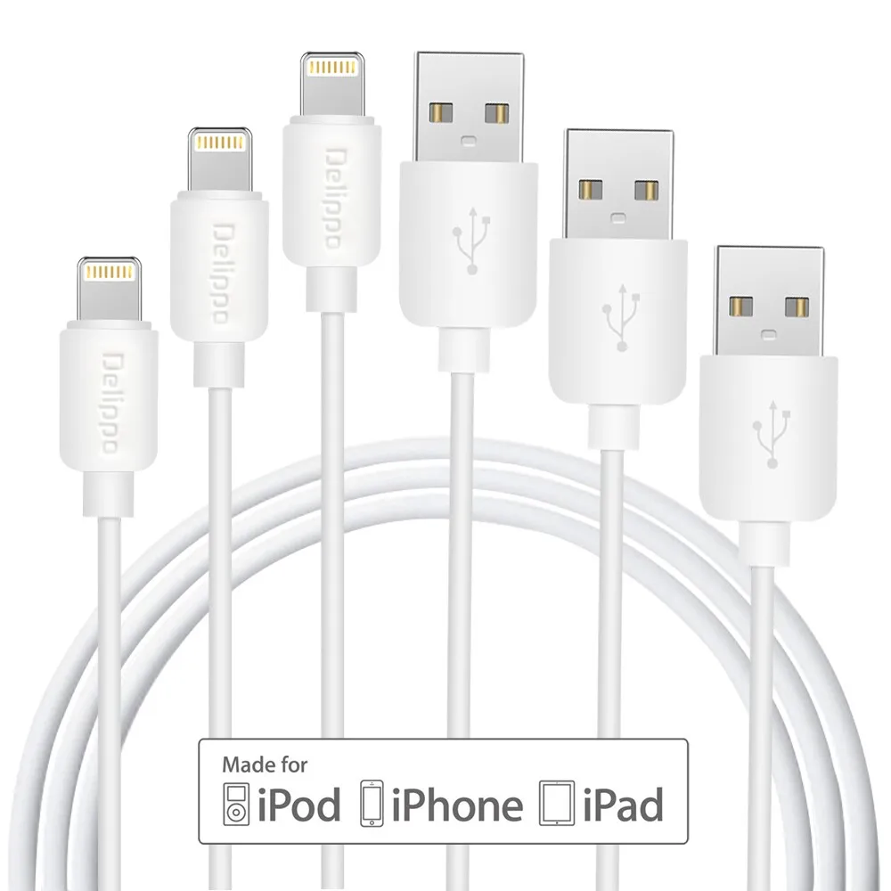 Delippo для Apple MFi Сертифицированный 3 упаковки 1 м/3 фута USB зарядное устройство и