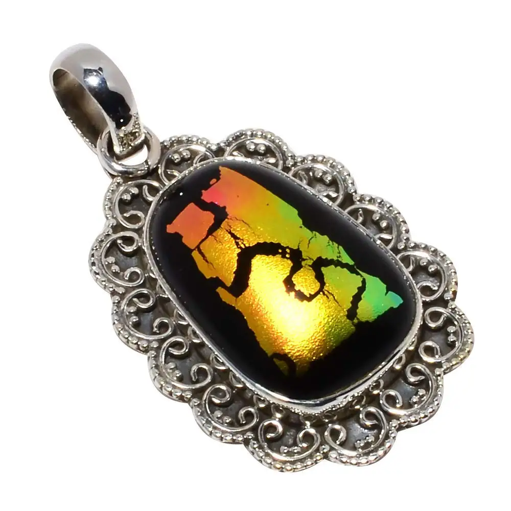

Nature Dichroic Glass Pendant 925 Sterling Silver, 43 mm, MHBAP5646