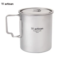 tiartisan titanium cup 750ml home garden ultralight coffee mug of collapsible handle sports pot with lid