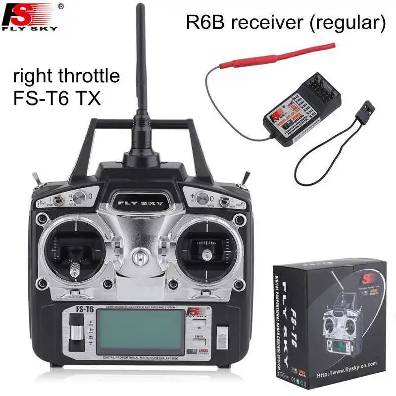 right thr regular RX Flysky FS-T6 FS T6 6ch 2,4g w/lcd экран RC передатчик+ FS R6B приемник водонепроницаемый для Heli Дрон Квадрокоптер самолеты - Цвет: right thr regular RX