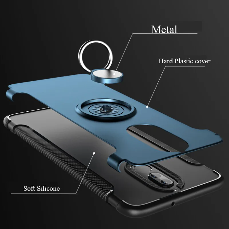 Yeuzoe For Huawei P Smart+ case with Metal Finger Ring Bracket for huawei Nova 3i 3 Nova3 phone housing Kicksatnd |