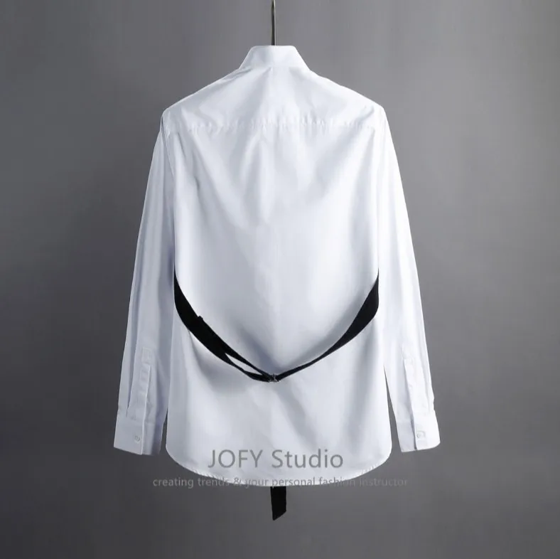 S-5XL! Мужская одежда 2019 мужская рубашка с вырезами и сращением ленточная Новое