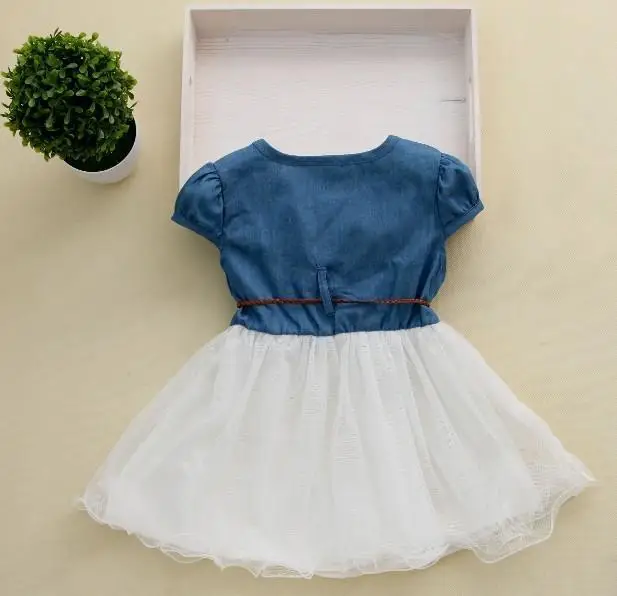 Новинка модное платье для девочек кружевное с юбкой-пачкой на поясе ковбойское