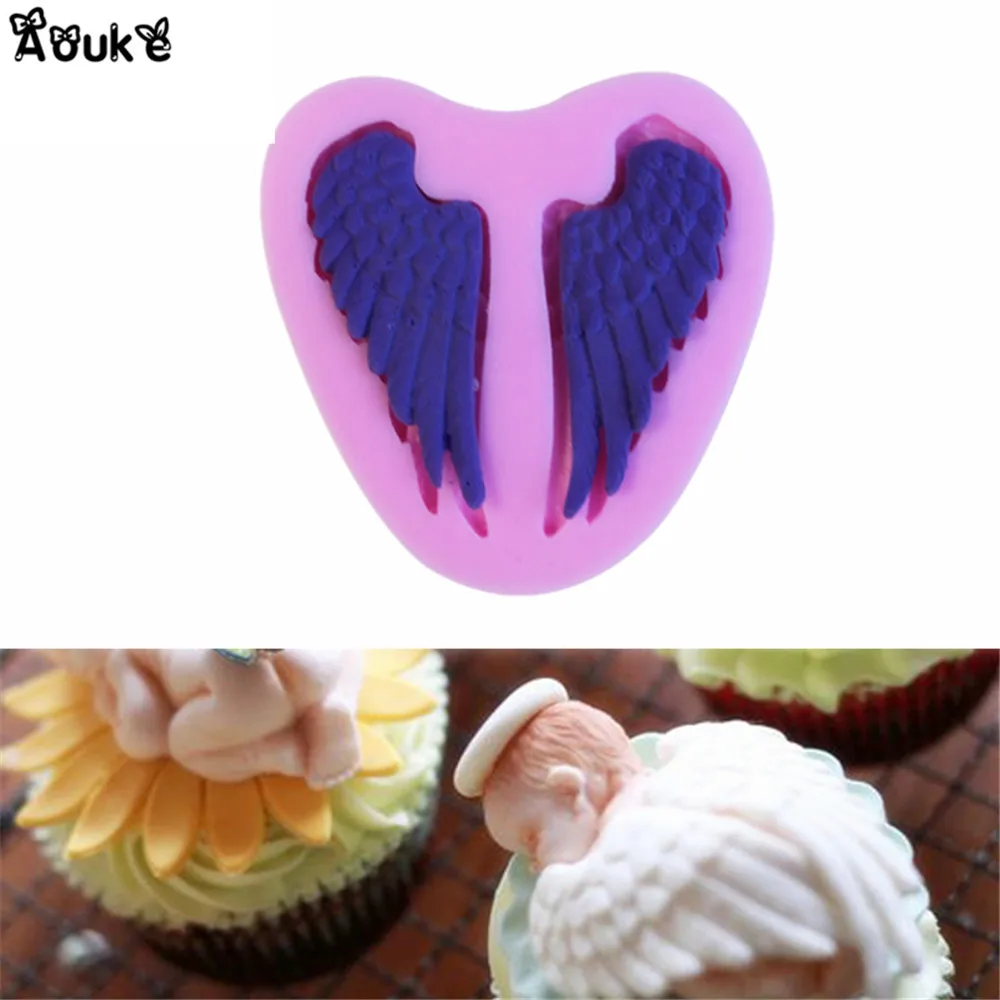 Силиконовая форма ангельские крылья для выпечки|chocolate baking|decorating toolsmoldes fondant |